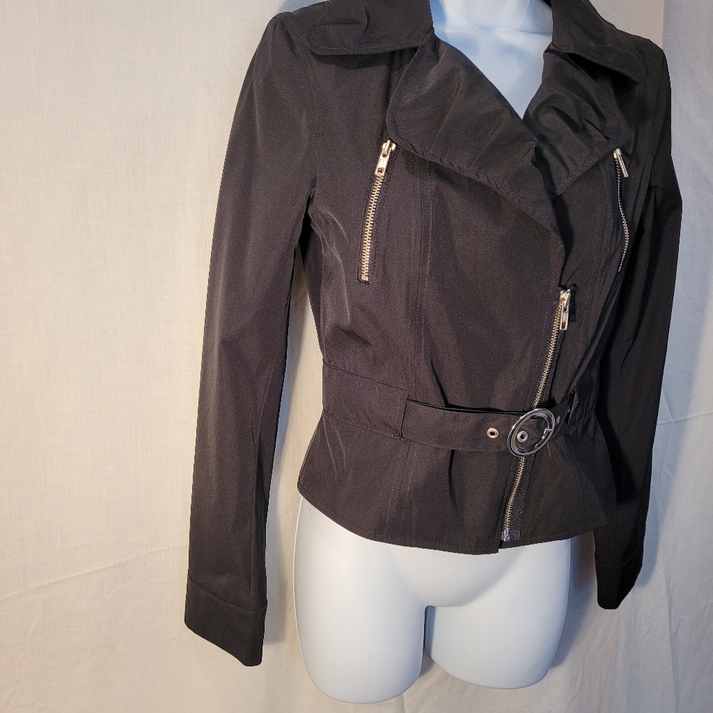 Express Black Cropped Belted Jacket - image 3